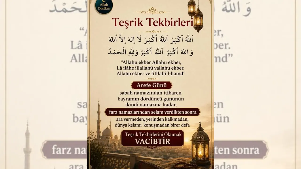 Teşrik, Tekbir, Kurban, Arefe, Zilhicce, İbadet, Vacip, Farz, Diyanet, Namaz, Cemaat, Hac, Müslüman, Bayram, Sünnet