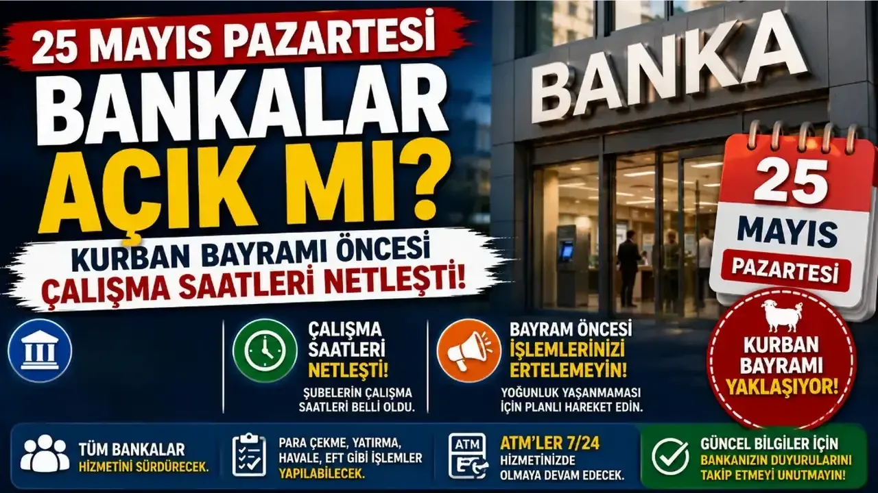 Yarın Bankalar Açık mı? 25 Mayıs 2026 Arefe Günü Banka Çalışma Saatleri ve EFT İşlemleri Rehberi