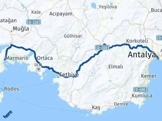 marmaris antalya arasi kac km 3