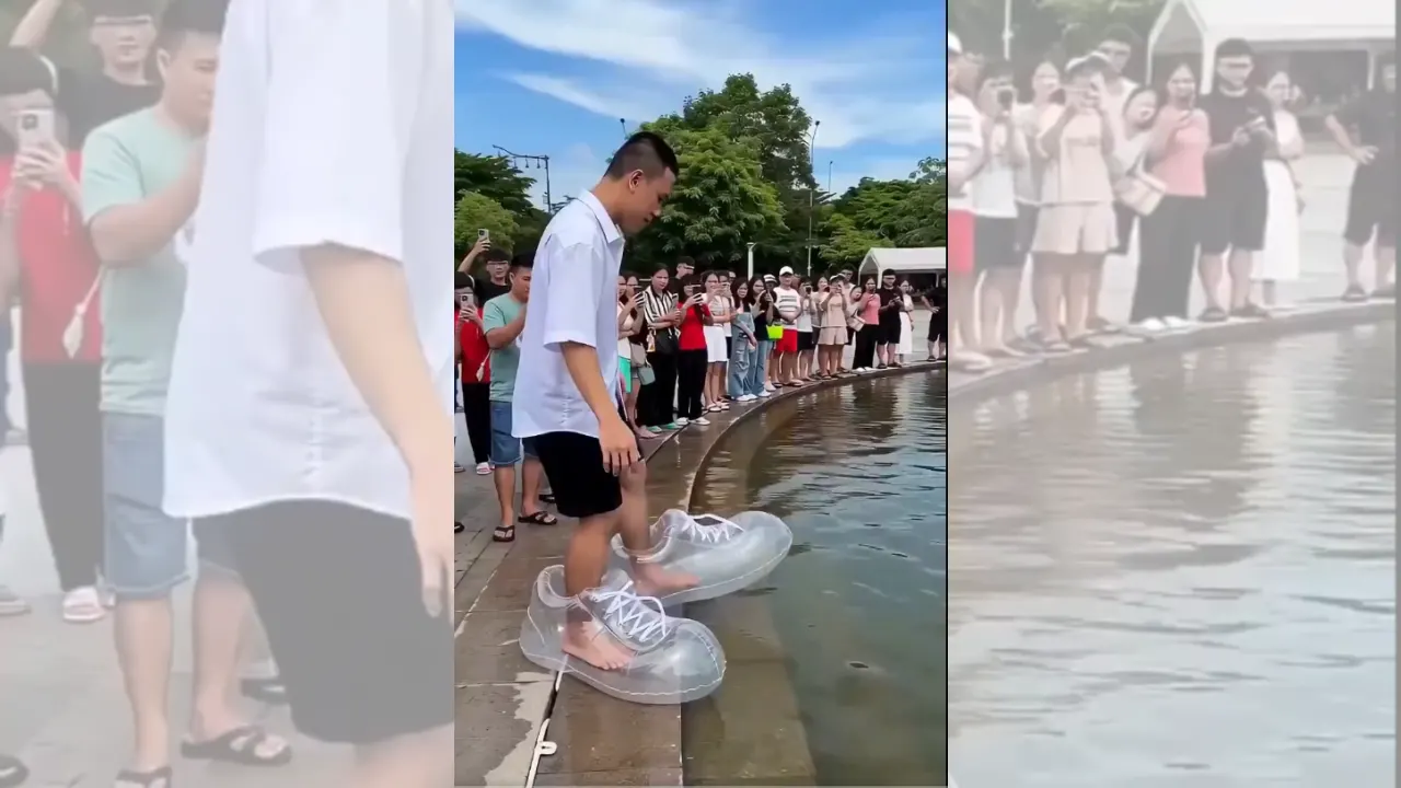 Çin Nihayet Suda Yüzebilen Ayakkabılar İcat Etti! Viral Video