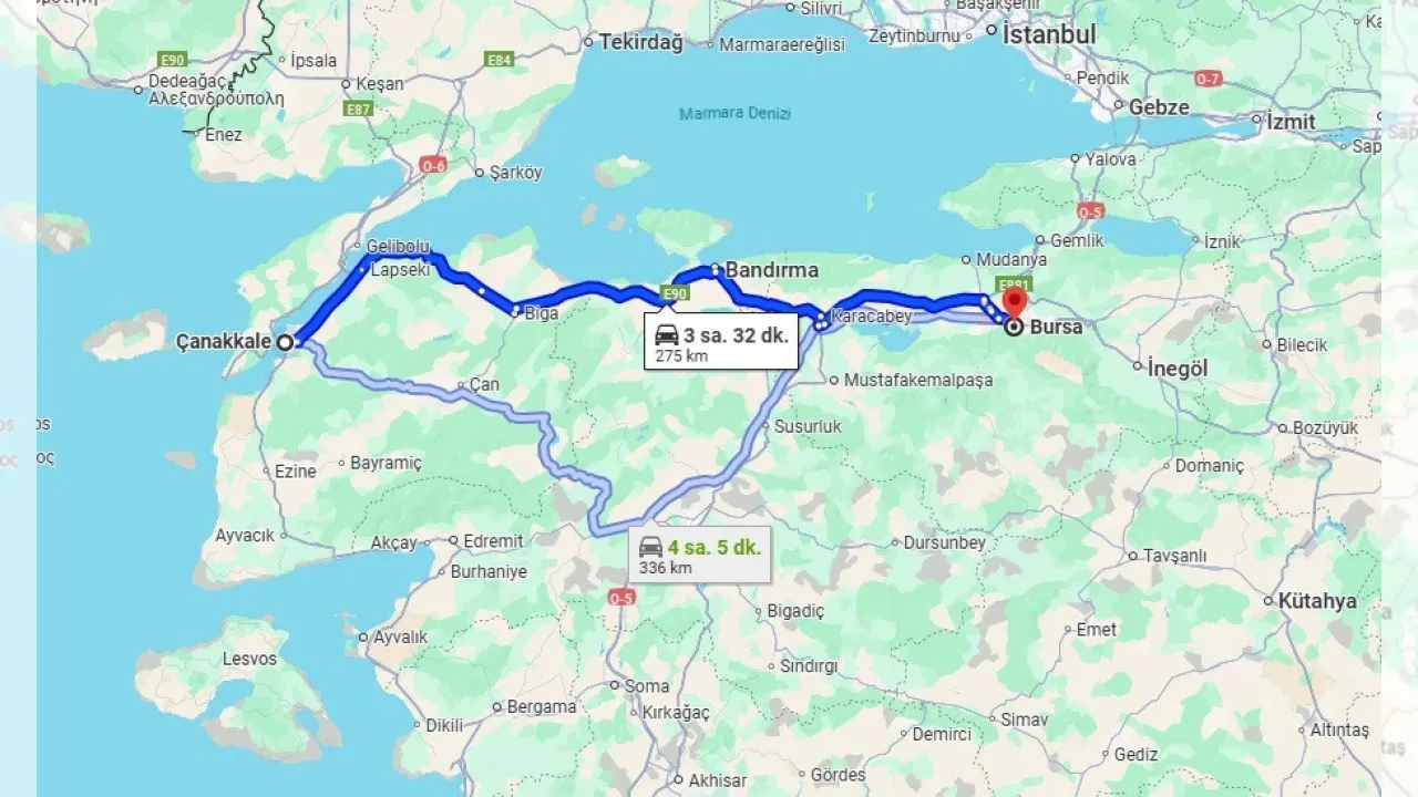 Bursa Çanakkale Arası Kaç Km? Detaylı Seyahat ve Yol Rehberi