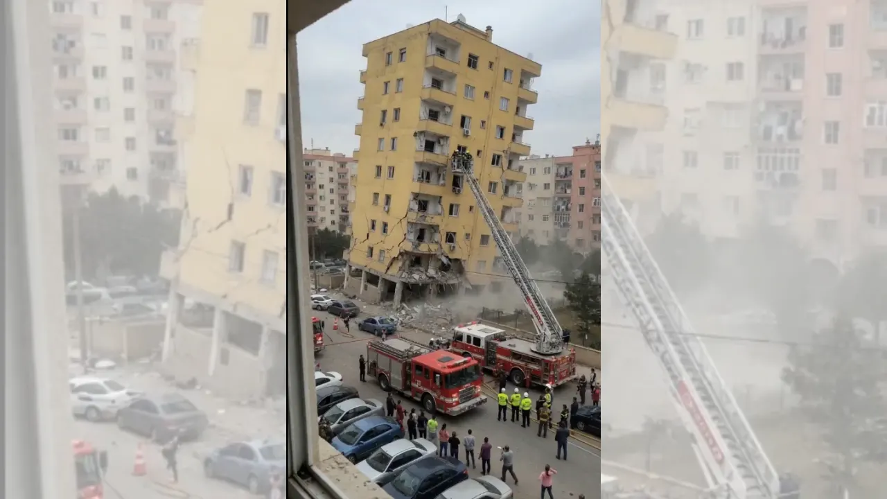 İtfaiye Mahsur Kalan Çifte Yardım Ederken Bina Yıkılıyor Video! İtfaiye Merdivenindeki Dehşet Anları