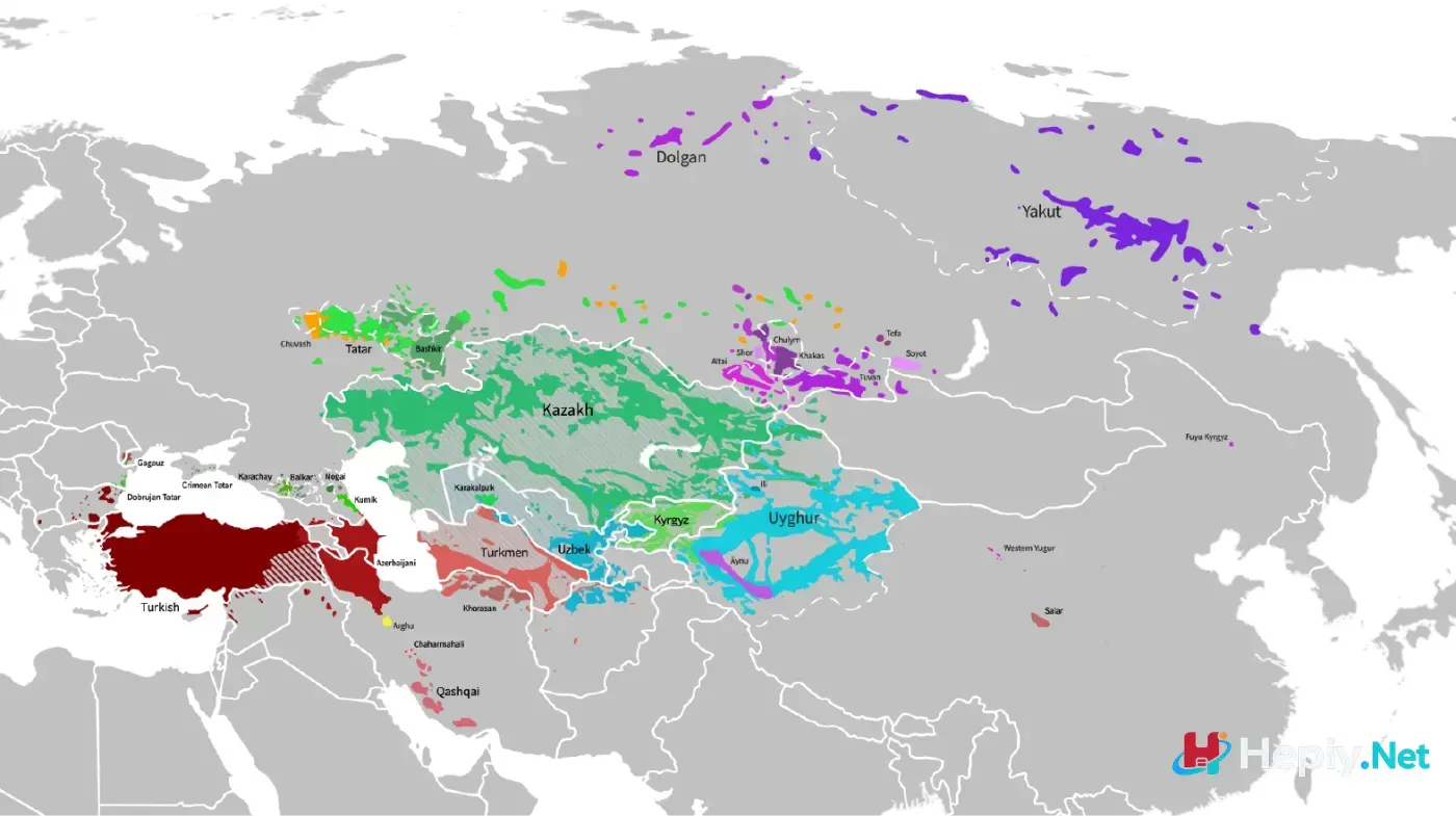 Turkic Languages distribution map